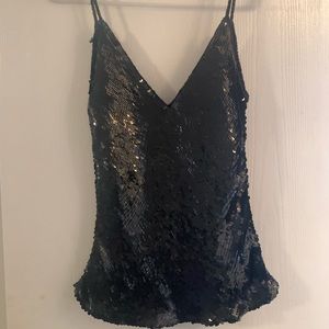Black sequin spaghetti strap top from cache
